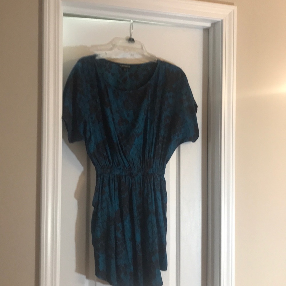 Turquoise and Black Express Mini Dress